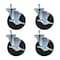 Bk Resources 5-inch Threaded Stem Casters, Hard Rubber Wheels, Brake, 300lb Cap, Grease/Water Resistant, 4PK 5SBR-4ST-HR-PS4 - alternate 1